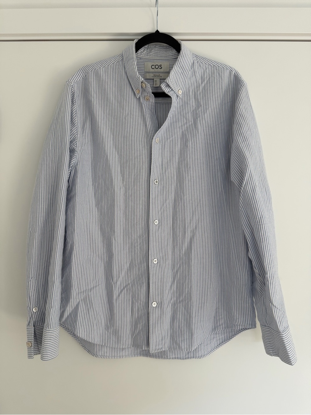 COS Men’s Blue Stripe Button-Down Cotton Shirt Size XL